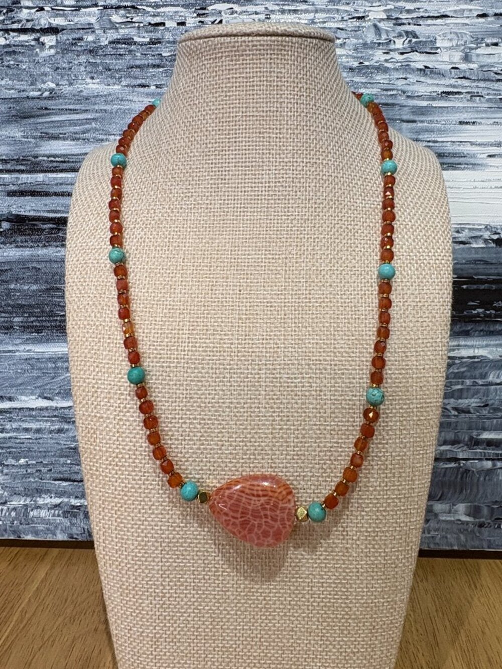 Striking Carnelian & Mexican Fire Agate necklace